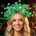CAKURE Light Up St Patricks Day Headband Green Shamrock Headpiece Irish Day Hair Accessories for Women
