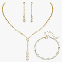 Unicra Bride Silver Bridal Necklace Earrings Set Crystal Wedding Jewelry Set Rhinestone Choker Necklace for Women and Brides 