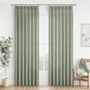 Sage Green Pinch Pleated Sheer Curtains 84 Inches Long for Living Room 2 Panels Set, Rustic Country Thick Linen Blend Light Filtering Window Drapes 40"W x 84"L with Back Tab Bedroom Viral Curtain 7 FT