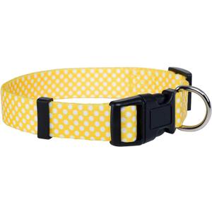 Native Pup Polka Dot Dog Collar, Adjustable for Small, Medium, Large Dogs, Cute Fabric for Boy, Girl (Large (Pack of 1), Yellow)