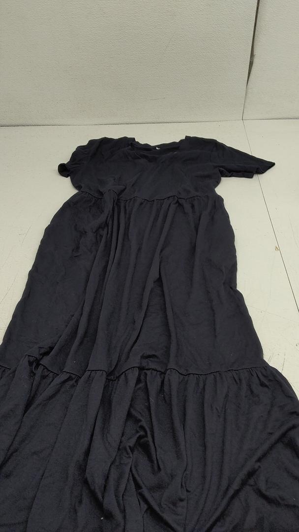 Summer Dresses for Women 2025 Flowy Maxi Sundress Short Sleeve Tiered Beach Dress with Pockets 2025 Vacation Travel Size M