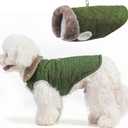 BEAUTYZOO Winter Dog Coat with Harness Built in, Warm Dog Puffer Jacket Vest Padded Fleece Cold Weather Coats Windproof Waterproof Snow Jackets Clothes for Small Medium Puppy, Green S (S (Back: 12",Chest: 18"))