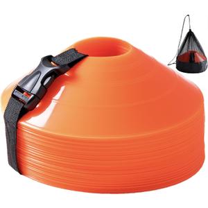 Flexible Soccer Cones (Set of 60/50/40/25) with Mesh Bag & Strap, Sports Cones for Soccer, Basketball, Football Training Equipment, Agility Soccer Cones for Drills Training (Orange)