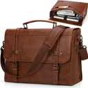 RAINSMORE Mens Messenger Bag 17 Inch Waterproof Vintage Leather Laptop Briefcase Large Laptop Bag Satchel Bag Computer Shoulder Bag for Office Business Travel College,Brown