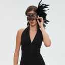 Fox Lace Masquerade Mask for Women, Colorful Feather Eye Mask with Elastic Strap, Costume for Halloween Party