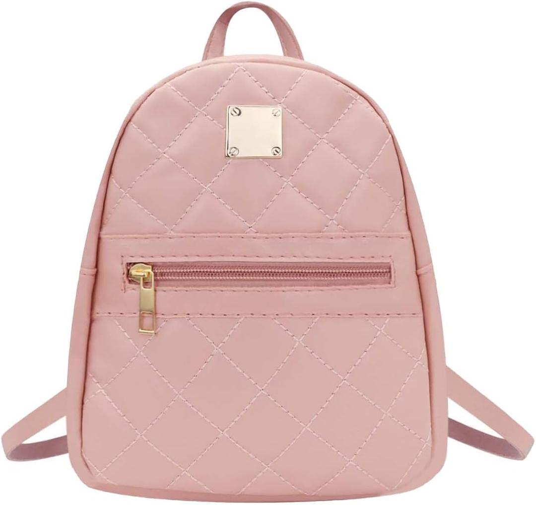 Small Backpack Casual Backpack Purse for Women and Girls, Multiple Pockets Womens Backpacks Stylish Mini Backpacks (Checkered, Pink)