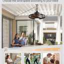 LEDIARY 20" Outdoor Ceiling Fan with Lights,IP65 Waterproof Gazebo Hanging Fan with Remote Control Smart App, Plug in Caged Ceiling Fan with 3CCT 6-Speeds for Patio Porch Pergola(Walnut)