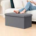 B FSOBEIIALEO Storage Ottoman Bench, 30" Velvet Ottoman with Storage, Grey, 30"D x 15"W x 15"H