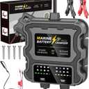 Smart 2 Bank Marine Battery Charger, 10A (5A/Bank), 12V,Waterproof,lifepo4 Lithium Battery Charger Maintainer and Desulfator for AGM, Lithium,Deep-Cycle Batteries Boat Accessories