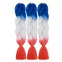 Colored Ombre Jumbo Braiding Hair Extensions Synthetic Fiber for Twist Braids Braiding Hair Extension(3Pcs/Lot Blue/White/Red Orange-Red)