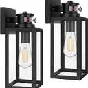 2-Pack Motion Sensor Outdoor Lights, Upgrade Dusk to Dawn Wall Mount Light Fixtures, Motion Sensor Wall Lights for Outside House Porch Garage, Exterior Black Wall Lanterns Sconce with Clear Glass