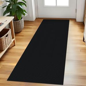 EARTHALL Washable Runner Rug 2x5 Ft Non Slip Runners for Hallways Cotton Rubber Backed Kitchen Runner Braided Indoor Floor Carpet Runners for Entryway, Hallway, Kitchen, Bedroom, Black/Grey