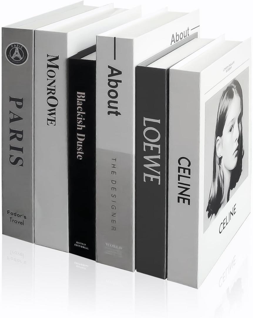 EFH 6 Pcs Faux Fashion Books for Home Decoration - Modern Aesthetic Living Room, Entryway, Coffee Table, and Shelf Decor (No.3 Set)