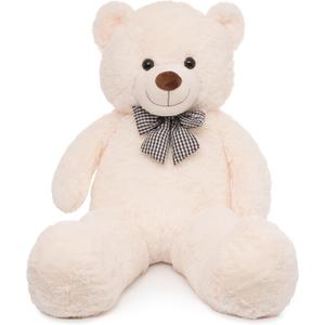 47 inch Big Giant Teddy Bear Stuffed Animals, White Cream Soft Plush Life Size Bear Toy All Ages Gift for Children/ Girlfriend/ Valentine's Day/ Christmas/ Birthday/ Baby Shower/ Wedding/ Party Decorations