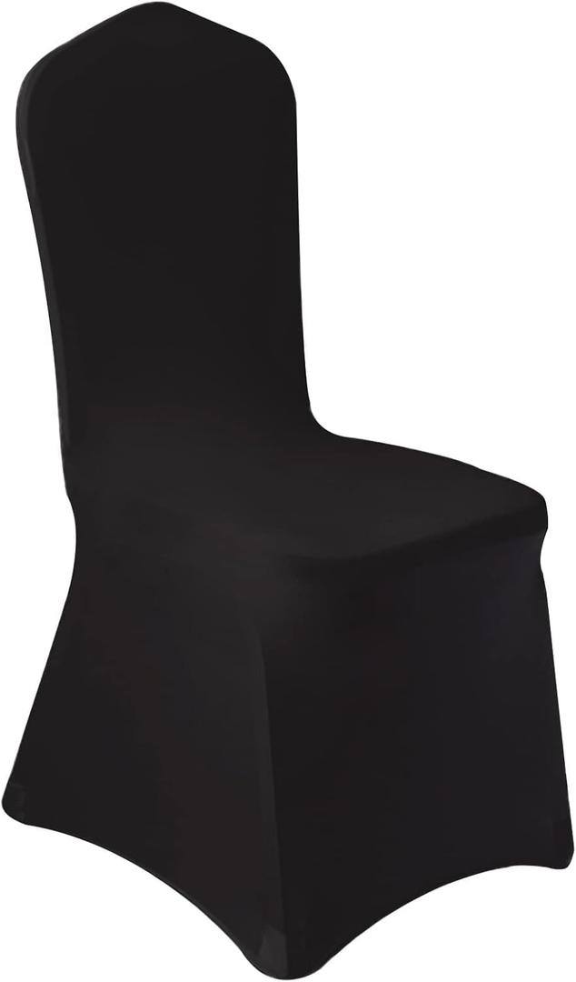 50 Pcs Black Washable Removable Universal for Wedding Party Dining Banquet Polyester Spandex Stretch Slipcovers Chair Covers