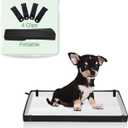 HQ4US 4LEGS Small Portable Dog Pee Pads Holder for Travel, Puppy Pad Holder Foldable Liner Base 23''x15'' Training Pad Holder with Fixing Clips, Dog Litter Box Waterproof, Easy Clean,Indoor Dog Potty