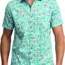 Robert Graham Men's Downing Short Sleeve Woven Button Down Shirt (Evergreen, Size M)