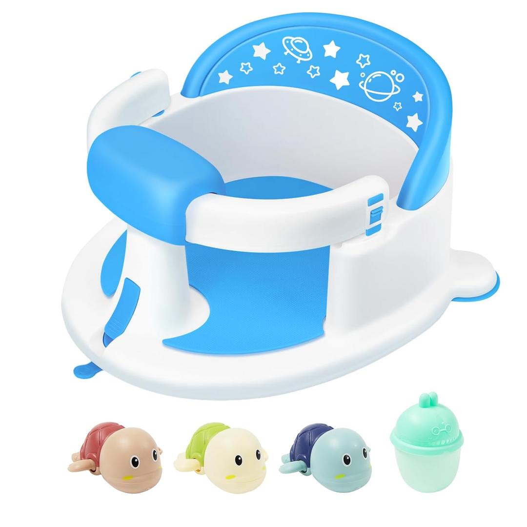 Baby Bath Seat for Babies 6 Months & up,Baby Bath Seat,Non-Slip Toddler Bath Seat, Sit Up Bath Seat for Baby,Safe Infant & Newborn Bathtub Chair with Soft CushionBlue