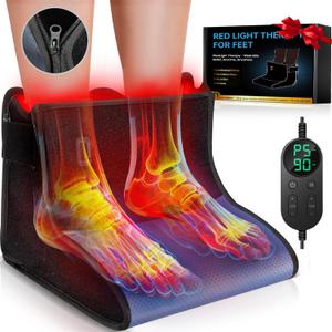 Upgraded Red Light Therapy for Feet 3 Modes, 180 Dual-Wavelength 3-in-1 Chips LEDs, Adjustable 10-90 Min Auto Timer, Foldable Infrared Foot Therapy Device for Ankle Heel Plantar Joint Muscle Relief. (Black)