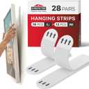 X-Protector Picture Hanging Strips - 28 Pairs Damage Free Picture Hangers - Self Adhesive Wall Hangers Without Nails - Heavy Duty Wall Hanging Strips - Walls Sticky for Hanging Up to 20 LBS (Size M+L)