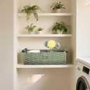 2 Pcs Toilet Paper Baskets for Organizing, Boho Decor Wicker Baskets Paper Rope Storage Handmade Foldable Large Storage Organizer Bins for Countertop Home Bedroom Livingroom Decor