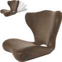 Adjustable Backrest Memory Foam Lumbar Support Pillow,Back Support Cushion for Office Chair,Home, Meditation on Floor,Stadium Seat with Back Support,Posture Corrector,Washable Cover(Brown), 18.5X16.5X15