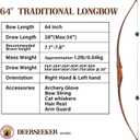 Deerseeker Outdoor Archery 64" Traditional Bow Set Hunting Longbow Reflex Deflex One-Piece Long Bow Laminated Bamboo Core Limbs Right Hand/Left Hand for Adults Bow Shooting, 35lb