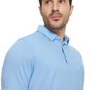 MICHEL ROUEN Mens Polo Shirts Heather Jacquard/Print/Striped Performance Moisture-Wicking Casual Collared Golf Shirts for Men (Blue, XXL)