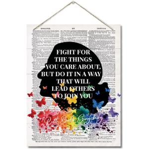 RBG Inspirational Quote Decor Sign, Ruth Bader Ginsburg Motivational Home Decor, Hanging Printed Wall Plaque Wood Signs, Women's Rights Sign, Gift for Lawyer, Attorney, Judge, Woman, Girl 10X7.8inch