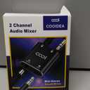 Cooidea 2 Channel Stereo Audio Mixer - Metal Shell, AUX Interface Support 2 In 1 Out Mini Stereo Sound Mixer Includes 1-Meter Audio Cables - For PC, Phone, Laptop, Headphones