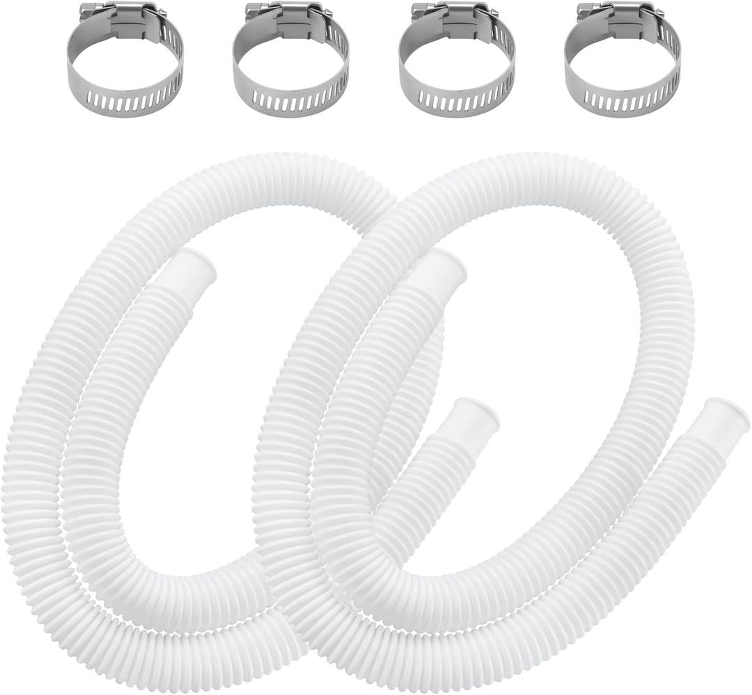 Pool Hoses for Above Ground Pools 1.25 * 59 Inch Includes 4 Metal Clamps by puxyblue compatible for Pump 330 GPH, 530 GPH, and 1,000 GPH and Intex Pump Models 603,607,637 Set of 2 White