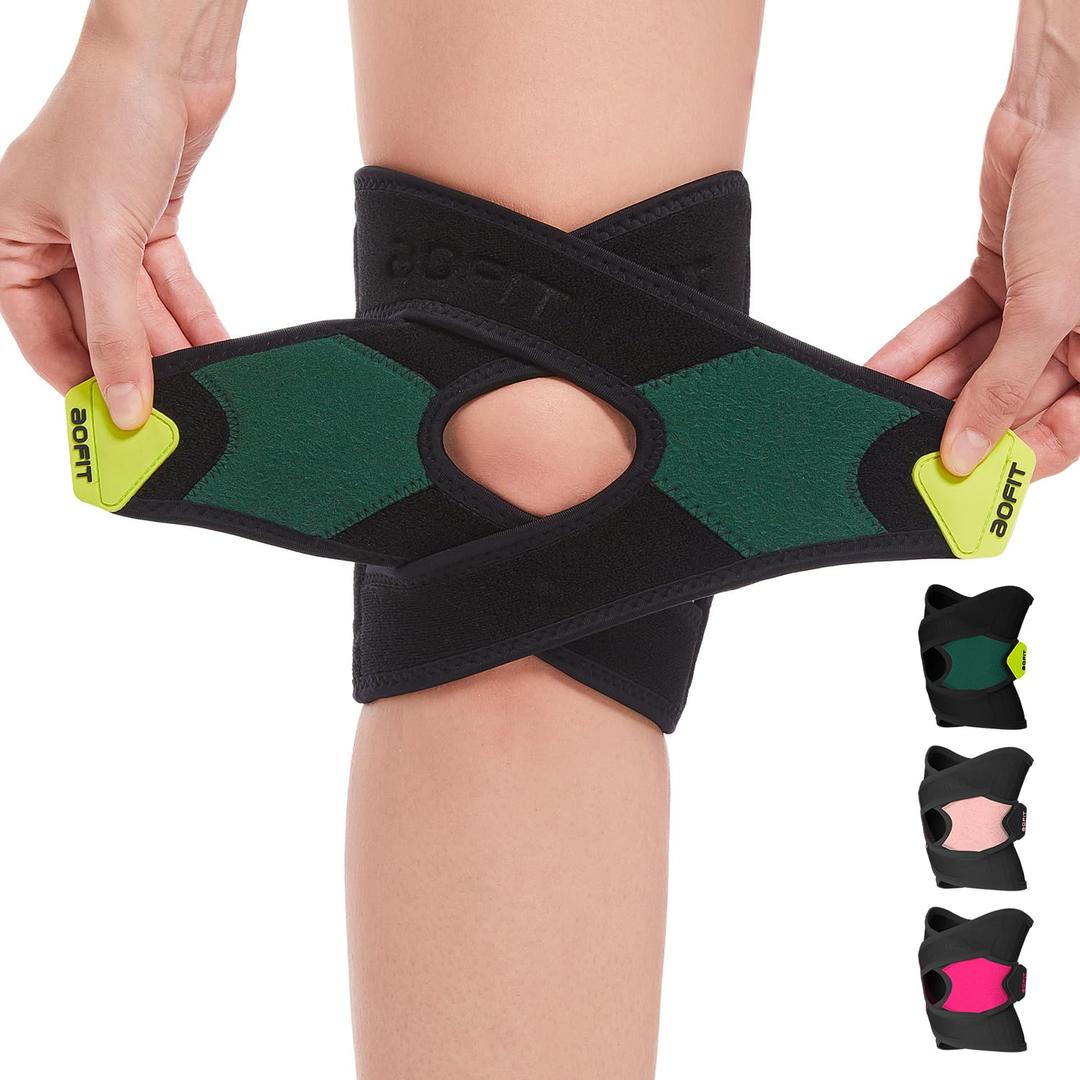 aoFIT Knee Brace for Women Men Knee Pain Meniscus Tear Arthritis Patella Dislocation Best Osteoarthritis Adjustable Compression with Memory Stabilizers for ACL MCL Breathable for Injury Recovery 2XL (Black)