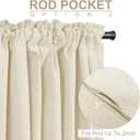 100% Blackout Shield Linen Blackout Curtains for Bedroom 84 Inches Long, Back Tab/Rod Pocket Living Room Drapes, Thermal Insulated Blackout Curtains 2 Panels Set, 50" W x 84" L, Light Cream