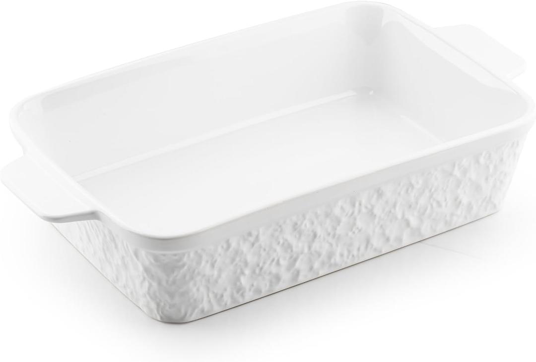Casserole Dish for Oven, 4.2 QT Baking Dish, 9x13 Large Porcelain Baking Pan, Durable Rectangular Lasagna Pan Deep with Handles, Microwave Oven Safe