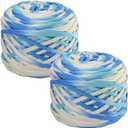 SIMEIQI 2 PCS 800g T-Shirt Yarn Elastic Fabric Crochet for DIY Knitting, 130 Yards Spaghetti Thick Knitting Yarn for Hand DIY Bag Basket Cushion Crocheting Projects,Home Decor 25