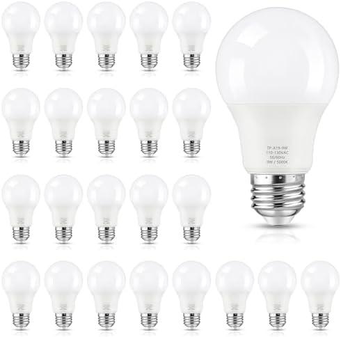 Maylaywood 14-Pack A19 LED Light Bulbs, 60W Equivalent, Daylight White 5000K, E26 Base, 850 Lumen, Non-Dimmable, 9W Bright White LED Bulb