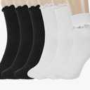 BomKinta Ruffle Socks Women - Turn-Cuff Frilly Sock - Lightweight Cotton Socks 6 pairs 5-10
