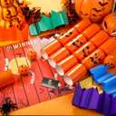 6 Packs Halloween Crackers Thanksgiving Crackers No Snap Party Favors with Wind up Pumpkin Paper Hat Holiday Table Favor Supplies Racing Game for Adults Fall Autumn