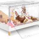 Hamster Cage & Guinea Pig Cages, Acrylic Cage for Small Animal Pets, Large Transparent Gerbil Cage and Habitats, Hedgehog, Dwarf Hamster, Rat, Mouse, Ferret, Bunny, Quail, Extendable, Stackable