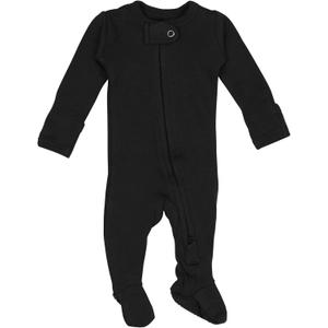 L'ovedbaby Baby Organic 2-way Zipper Footie (Black, NewBorn)