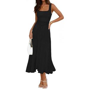 MEROKEETY Women's Summer Midi Dress 2026 Spring Sleeveless Pleated A Line Casual Business Work Cocktail Vacation Dresses Size Medium