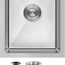 Bar Sink, ROVATE 13 x 15 inch Undermount Bar or Kitchen Sink, Handmade Single Bowl T-304 Stainless Steel Small Wet Bar Sinks