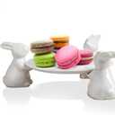 Easter Decor Bunny Cake Stand, Ceramic Rabbit Cakecup Stands,Cake Stands for Party Wedding,Cupcake Stand,Cake Plate,Easter Home Decorations Gift(8 Inch 3 Rabbit)