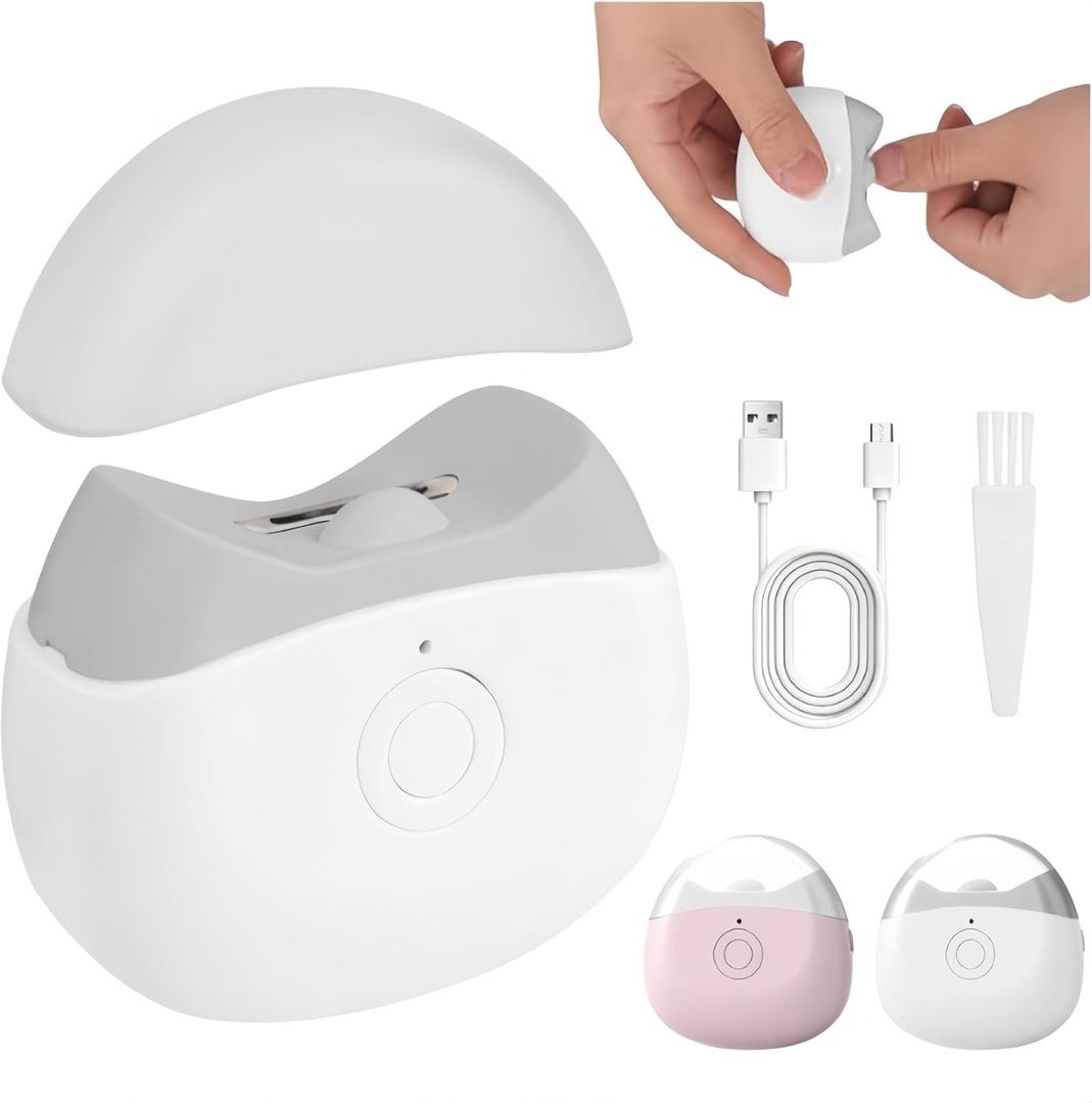 Electric Nail Clippers,2026 New Automatic Nail Trimmer with LED Light and 2 Speeds, Safety Fingernail Trimmer with Nail Scraps Storage for Baby Adult Seniors (White)