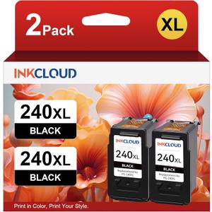 INKCLOUD Compatible Black Ink Cartridges Replacement for Canon 240 240XL PG-240XLfor Pixma MG3600 MG3222 MG3220 MG3620 MX432 MG3122 TS5120 MG2120 MX452 MG2220 MG3120 MX522 MG4220 Printer 2Black
