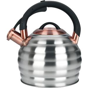 Tea Kettle for Stove Top Whistling Teapot, 3.2Q Tea Pot Stainless Steel Teakettle with Heat Proof Ergonomic Handle (Silver)