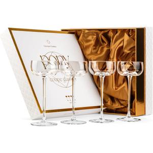 GLASSIQUE CADEAU Small 5 oz Nick and Nora Coupe Cocktail Glasses | Set of 4 | Crystal Pony Style Glassware | Elegant Long Stemmed Goblets for Martini, Gimlet, Daiquiri, Manhattan, Classic Bar Drinks