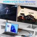 2 x Herfair Splitter for Dual Monitors Extended Display 1 in 2 Out USB to HDMI VGA External Graphics Card Support Windows MacOS System Simultaneously Output 2 Screens, Driver Install Needed