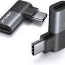JSAUX 90 Degree USB C Male to Female Adapter 2-Pack, 40Gbps Data Transfer PD 100W Type C 3.1 Extender for Switch 2, Switch OLED, ROG Ally, Steam Deck, VR, MacBook, iPad, iPhone Air/17/16/15 and More (Flat Right Angle-2 Pack, Grey)