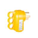 Plutreas 50 AMP Male RV Replacement Plug with Handle, 14-50P Heavy Duty 125V/250V 4 Prong Electrical Plug Adapter, Yellow, Pack of 2